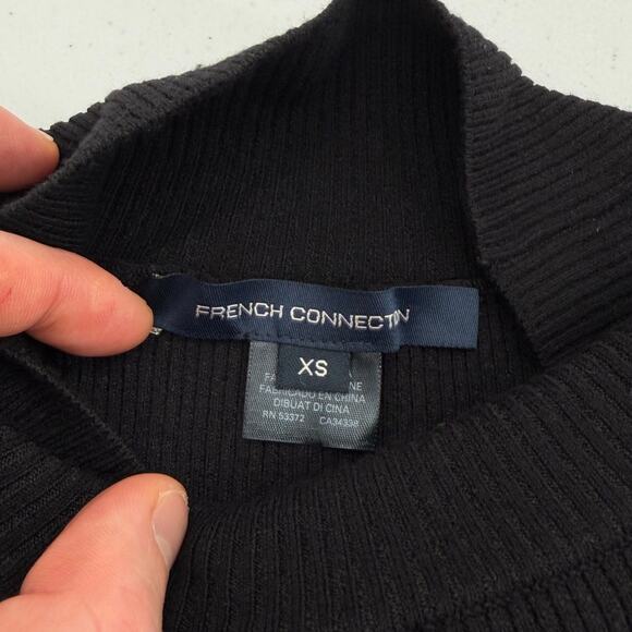 NWT French Connection Krista Organza-Sleeve Mock Neck Black Dress Size XS - Picture 4 of 11